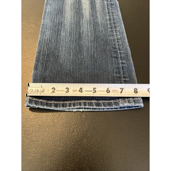 BKE Jeans Womens 31 Blue Sabrina Bootcut Denim Flap Pockets Thick Stitch Bling - Picture 15 of 16